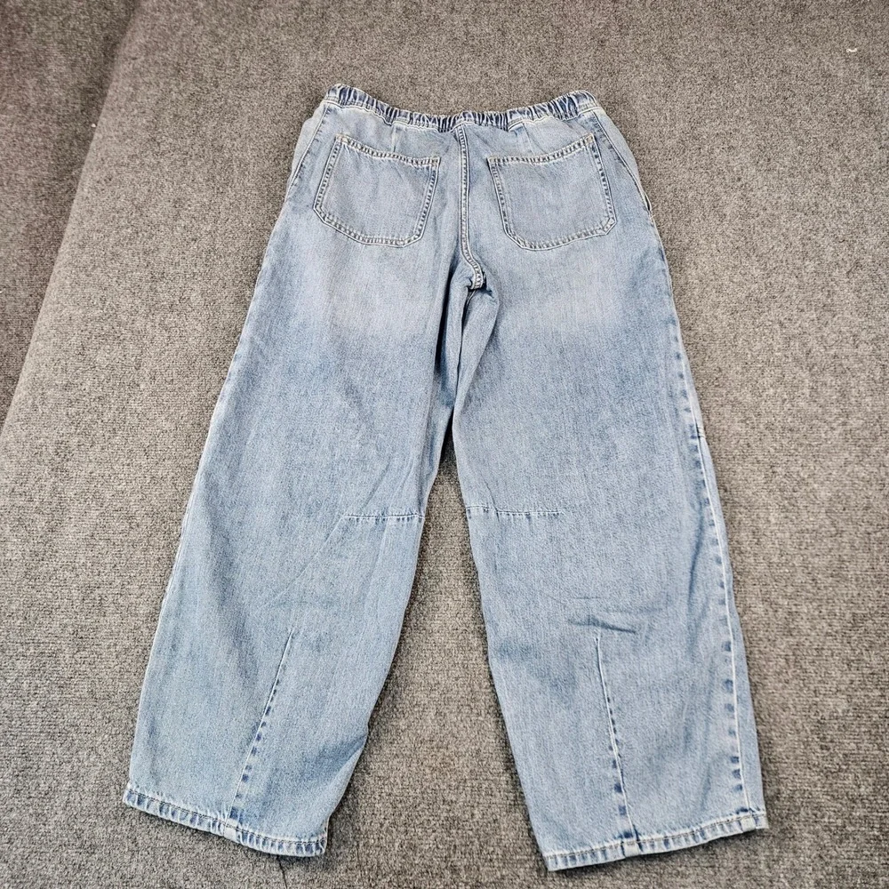Lucky Brand Womens XS Light Wash Wide Leg Elastic Waist Utility Denim Jeans NWT